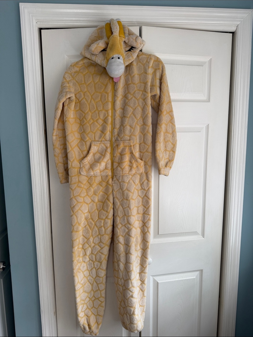 Kids Plush Giraffe Hooded Pajama Onesie - Yellow